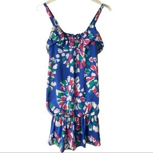 Collective Concept Blue Floral Drop Waist Sleeveless Blouse. Size Small.